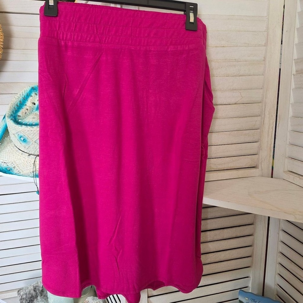 Zenana Women Pink Midi Skirt Size 2X Elastic Waist Pockets RS-8305X